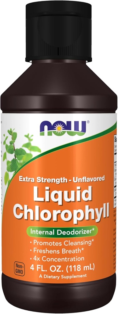 Now Supplements, Ekstra Styrke Flydende Chlorophyll, Unflavored, Intern Deodorizer *, Promoes Clean