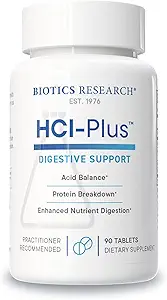 Biotics Research HCl Plus ™, Supplies Betaine Hydrochlorid, Pepsin, Glutaminsyre og mere, Understøtter sund fordøjelse, 90 Tab