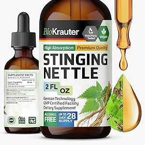 BIO KRAUTER Stinging Nettle Tinktur - Nettle Root Extract Liquid - Urinary Support - Urtica Dioica Natural Extract - Vegan, Sukker & Alkohol Free Drops 2 Fl.Oz.