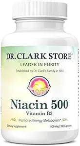 Dr. Clark Niacin 500 (vitamin B3) Supplement, 500mg, 100 Gelatine kapsler