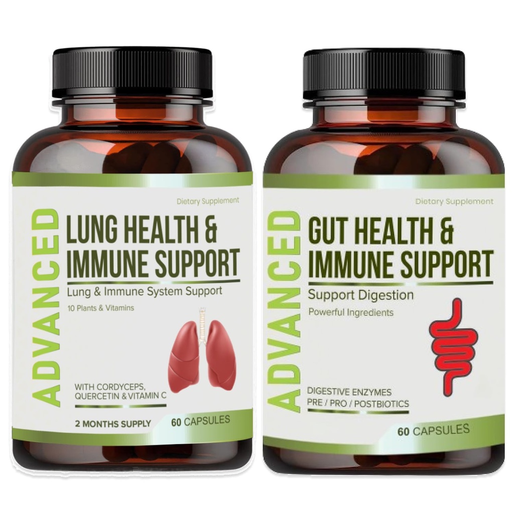 Lung sundhed & immunforsvar Support - Lung Cleanse og Detox med immunvitaminer for bedre lunger, immunforsvar, klare lunger og dyb vejrtrækning herunder Quercetin & Cordyceps. To måneders forsyning