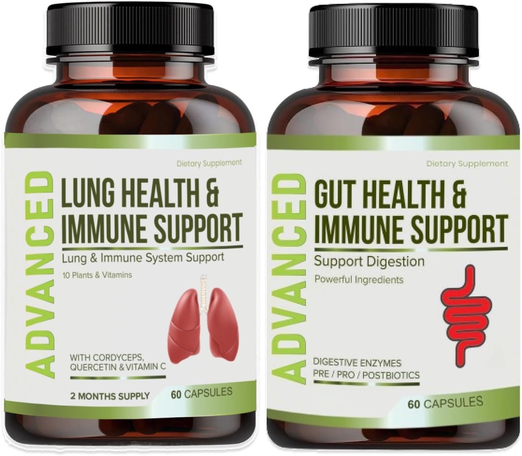 Lung sundhed & immunforsvar Support - Lung Cleanse og Detox med immunvitaminer for bedre lunger, immunforsvar, klare lunger og dyb vejrtrækning herunder Quercetin & Cordyceps. To måneders forsyning