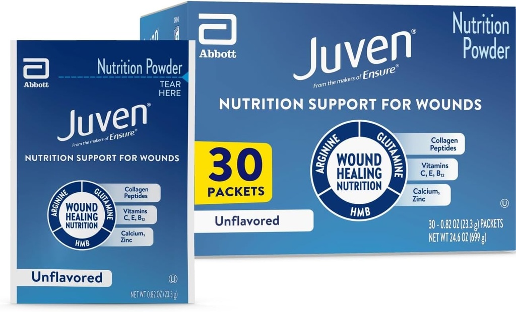 Juven Therapeutic Nutrition Drink Powder inkl. Collagen Peptider, Aminosyrer, og HMB For Sår Healing Support, Unflavored, 30 Pakker