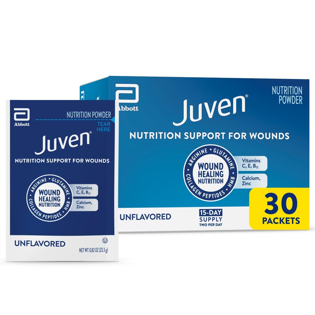 Juven Therapeutic Nutrition Drink Powder inkl. Collagen Peptider, Aminosyrer, og HMB For Sår Healing Support, Unflavored, 30 Pakker