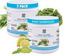 Ja, du kan! Drink Booster - Organic Green Superfood Powder Drink Mix - 2 Pack med Alfalfa Grass, Wheatgrass, Kale, Barley Grass, Lemon Juice Powder - rig på antioxidanter, vitaminer og mineraler.