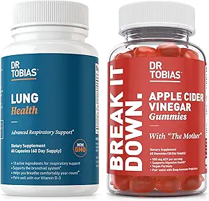 Dr. Tobias Lung Health & Apple Cider Vincious Gummies - Understøtter Lung Cleanse & Detox Formel, Understøtter Gut Health, med moderen, Folate, B12, C-vitamin, Butterbur
