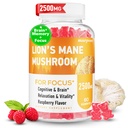 Lions Mane Gummies, Organic Lions Mane, Lions Mane Gummies for voksne, med Ashwagandha & Alpha GPC, Cortisol Kosttilskud til kvinder og mænd, 60 Counts