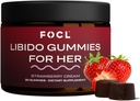 FOCL kvindelige Libido Booster for kvinder - Boost Desire, Arusal, Energi, Hjælper fremme Hormone Balance - Horny Geat Weed, Bukkehorn & grøn te (30 gummies Strawberry Cream)
