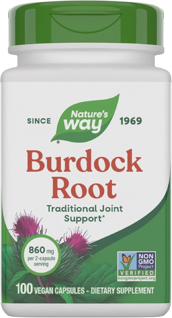Nature 's Way Burdock Root, Traditional Joint Support *, 100 Veganske Kapsler (Packaging May Vary)