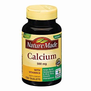 Nature Made Calcium, 500 mg, Med D-vitamin, tabletter, 130 greve (pakke med 3)
