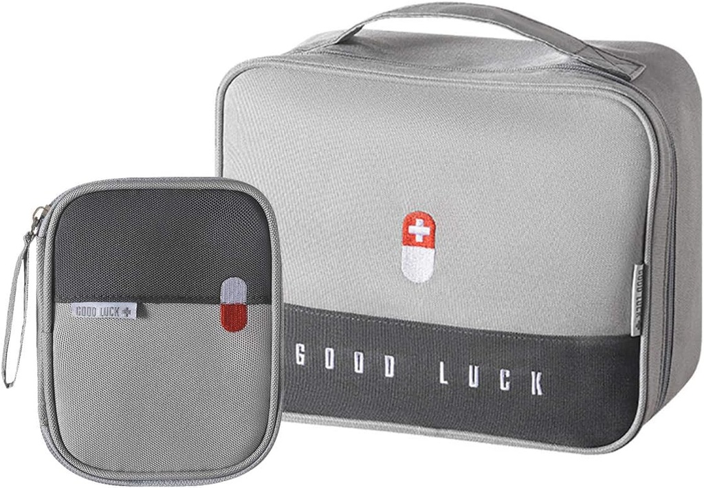 Tomme førstehjælpstasker Rejse Medicinske Forsyninger Isoleret Medicinske Bag Praktisk Sikkerhed Kit Klædning til Familie Udendørs Vandreture Camping Bilkontor Arbejdsplads, Grey