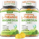 Liposomal L- Theanin 200mg Magnesium Glycinat 400mg Gummies med GABA, 5htp, Apigenin, B6-vitamin & D3, Ashwagandha, Lemon Balm Leaf, Melatonin Free Sleep Chewable for Relax Mood & Muscle, 2 pakker
