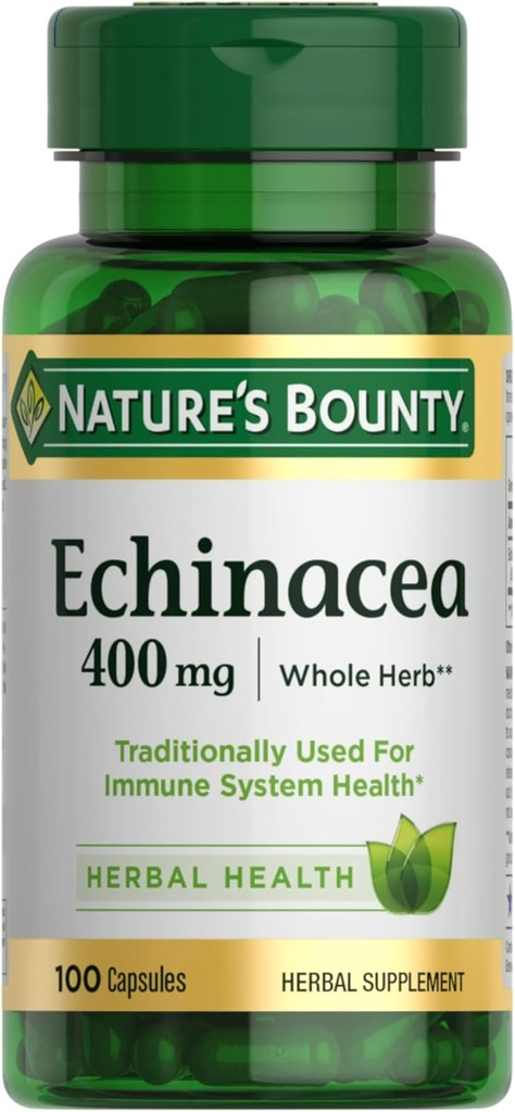 Naturens Bounty Echinacea, Urtetilskud, understøtter immunsundhed, 400mg, 100 kapsler
