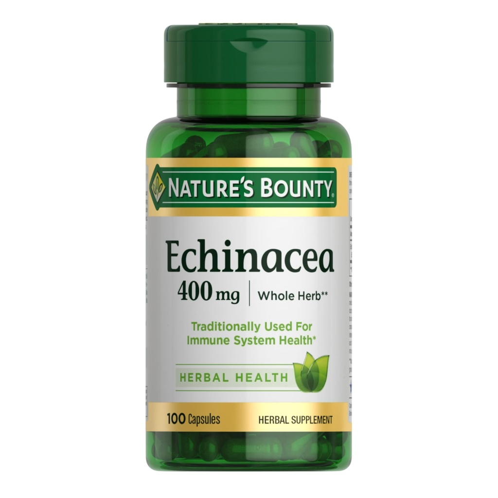 Naturens Bounty Echinacea, Urtetilskud, understøtter immunsundhed, 400mg, 100 kapsler