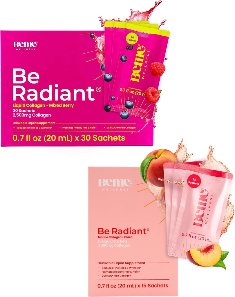 BeMe BeRadiant Peach & Berry Bundle - flydende kollagen drikke kosttilskud