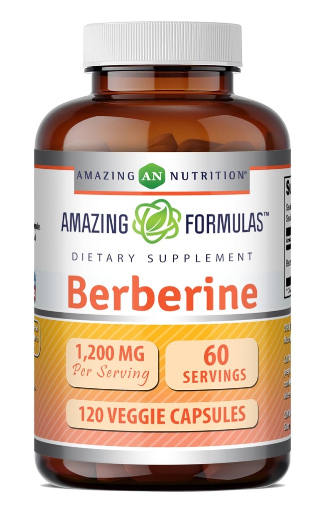 Amazing Formulas Berberine Supplement Note 124; 1200 Mg per Serving Note 124; Veggie Kapsler Note 124; Non- GMO Note 124; Gluten- Free Note 124; Made in USA (1 Pack, 120 Count)