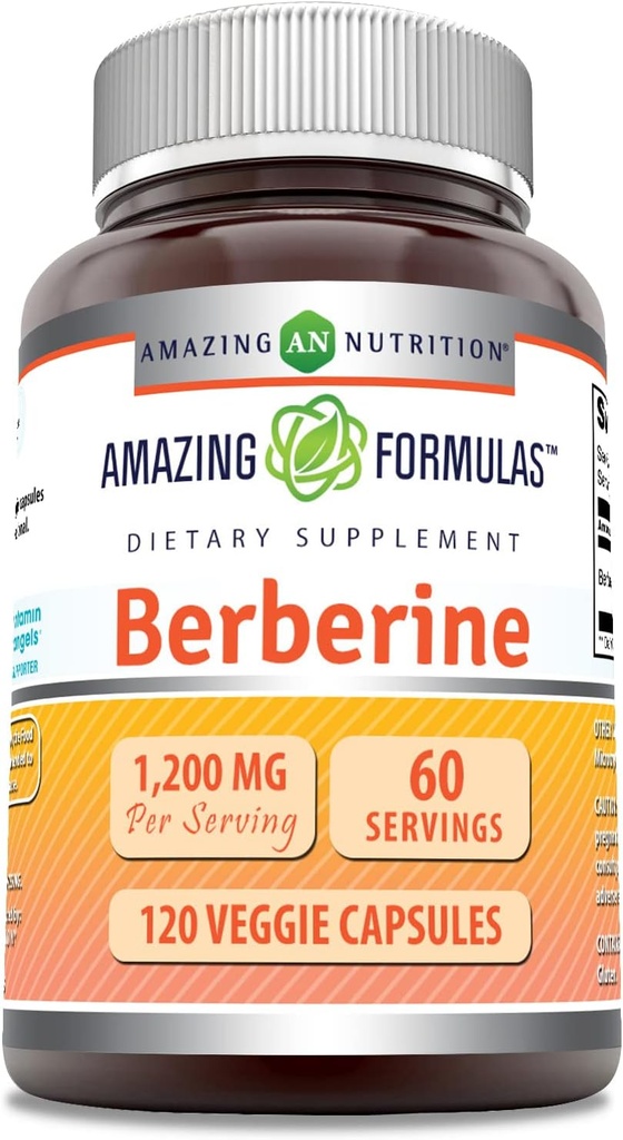 Amazing Formulas Berberine Supplement Note 124; 1200 Mg per Serving Note 124; Veggie Kapsler Note 124; Non- GMO Note 124; Gluten- Free Note 124; Made in USA (1 Pack, 120 Count)