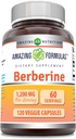 Amazing Formulas Berberine Supplement Note 124; 1200 Mg per Serving Note 124; Veggie Kapsler Note 124; Non- GMO Note 124; Gluten- Free Note 124; Made in USA (1 Pack, 120 Count)