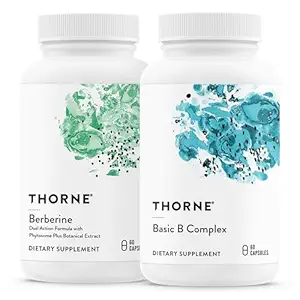 THORNE - Basic B Complex (60 Capsules) & Berberine (60 Capsules) Bundle - Supports Heart Health, Immune System Function & Brain Health - Gluten Free, Dairy Free