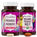 Mama Natural Prenatal Bundle - Økologiske prænatale vitaminer til kvinder + målrettet Probiotika til graviditet & Postpartum Wellness - Bare 2 piller om dagen - Vegan & non- GMO (30 dages forsyning)