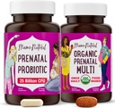 Mama Natural Prenatal Bundle - Økologiske prænatale vitaminer til kvinder + målrettet Probiotika til graviditet & Postpartum Wellness - Bare 2 piller om dagen - Vegan & non- GMO (30 dages forsyning)