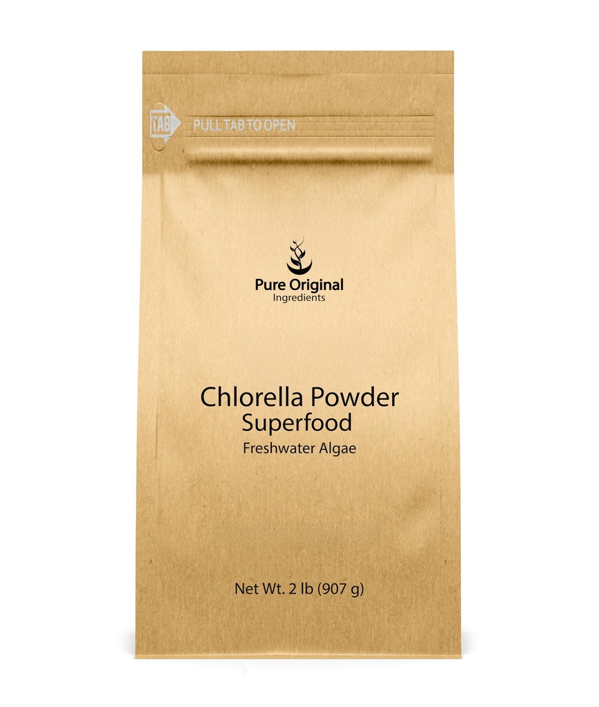 PURE ORIGINALSKE INGREDIENSER Chlorella pulver (2 LB) Superfood, Ferskvandsperle, Natural