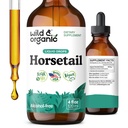 Wild & Organic Horsetail Herb Tinktur - hårhud og negle Support - Flydende hestehale supplement - Vegan, Sukker & Alkohol- Free Leaf Extract Drops - 4 fl oz