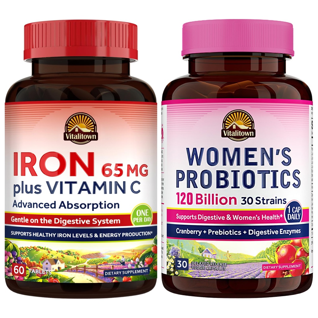 Vitalitown Kvinder Probiotika & jern supplement Bundle