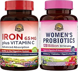 Vitalitown Kvinder Probiotika & jern supplement Bundle