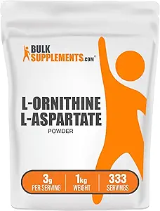 BulkSupplements.com L- Ornithin L- Aspartat- Pulver - Ornithin Supplement, Aminosyretilskud - Gluten Free, 3g per servering, 1kg (2,2 lbs) (Pakning med 1)
