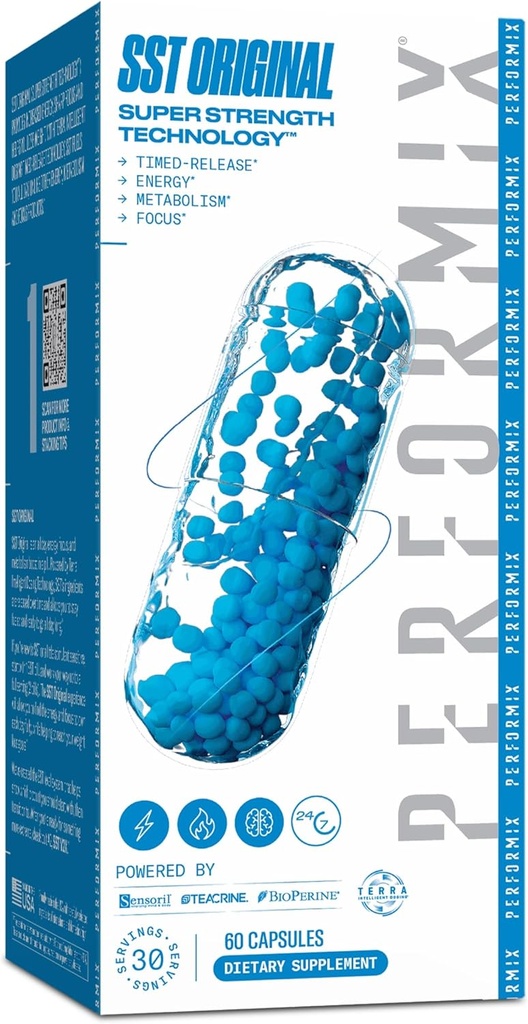 PERFORMIX - SST Original - Pre Workout - 250 mg Koffein - Energitilskud - No Crash - Fitness Goals - Nootrop - Tids- Release for All Day Focus, Mood & Energy Boost - Mænd & Kvinder - 60 Kapsler