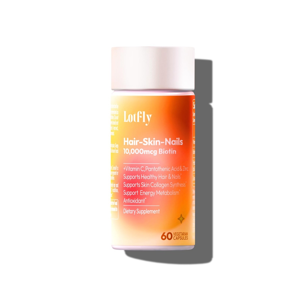 Biotin 10000 mcg med Zink Vitamin C & Calcium Pantothenat - Understøtter sund hårvækst, stærke negle & glødende hud til kvinder & mænd Budd124; Lavet i USA; 124; 60 Veganske kapsler (2 Måneder Tilgang)