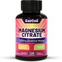Magnesium Citrat Kapsler 1250mg, Høj Absorption Magnesium Citrat Supplement med Elemental Magnesium, Ekstra Styrke Magnesium Supplement, Non-GMO, Gluten- fri, 120 Vegetabilske Kapsler
