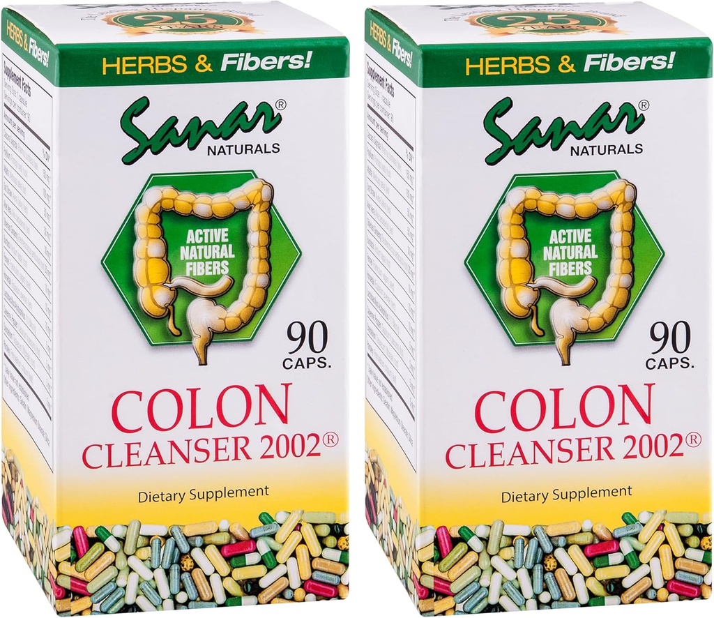 Sanar Naturals Colon Cleanser, 90 Kapsler (2 Pack) - Kostfibre, Herbal og Probiotika Blend, fordøjelsesstøtte, Colon Cleanse supplement til kvinder og mænd