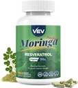 VEV Moringa Capsules – with Turmeric & Resveratrol｜Plant-Based Supplement for Immune Function Support｜Skin Wellness & Daily Energy｜180 Vegan Capsules