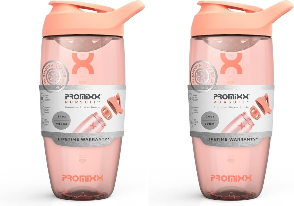 Promix PURSUIT Protein Shaker Flaske - Premium Sports Blender Flasker til Protein Mixes og Supplement Shakes - Nem ren, holdbar Protein Shaker Cup (pakke med 2)
