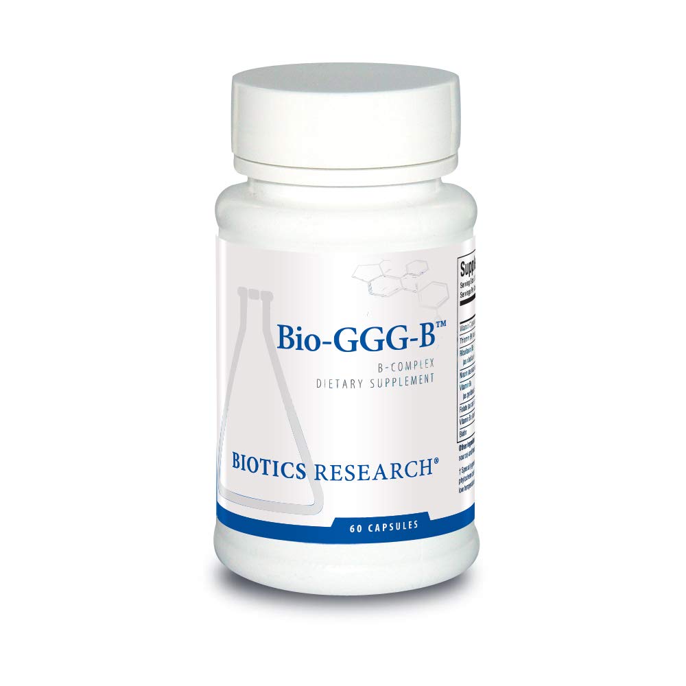 Biotics Research Bio GGG B, B Complex, Biokemisk aktiverede former af B vitaminer, Thiamin, Riboflavin, Niacin, B6, B12, Folate Produce Energy, Optimere positiv mood, Kardiovaskulær sundhed 60 Capsule