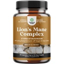 Advanced Lion 's Mane Mushroom Supplement - Lions Mane Supplement kapsler med Reishi, Chaga, Maitake & Shiitake for Brain Health Memory Support & Focus - Nootrop for Mental Klarhed - 30 Caps