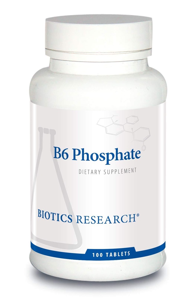 Bioetik Forskning B6 Phosphat Biologisk Aktiv form af vitamin B6 (pyridoxal- 5- phosphat), Støtter immunfunktion, Metabolisme, Kardiovaskulær Sundhed 100 tabletter