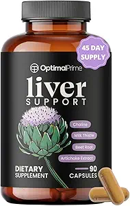 Optimal Prime Liver Cleanse Detox & Repair, Milk Thistle Supplement, Liver Detox, Liver Supplement, Liver Support, Dose for Your Liver, Artichoke Extract, Beetroot, Zinc, Choline - 90 Capsules
