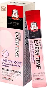 JUNG KWAN JANG Everytime Energy Boost koreansk rød Ginseng ekstrakt 1.000mg & honning - Vegan Ginseng energi drikke flydende stick kosttilskud - Bygger Stamina & Immunity Ingen koffein (10 sticks, 0.34 fl oz)