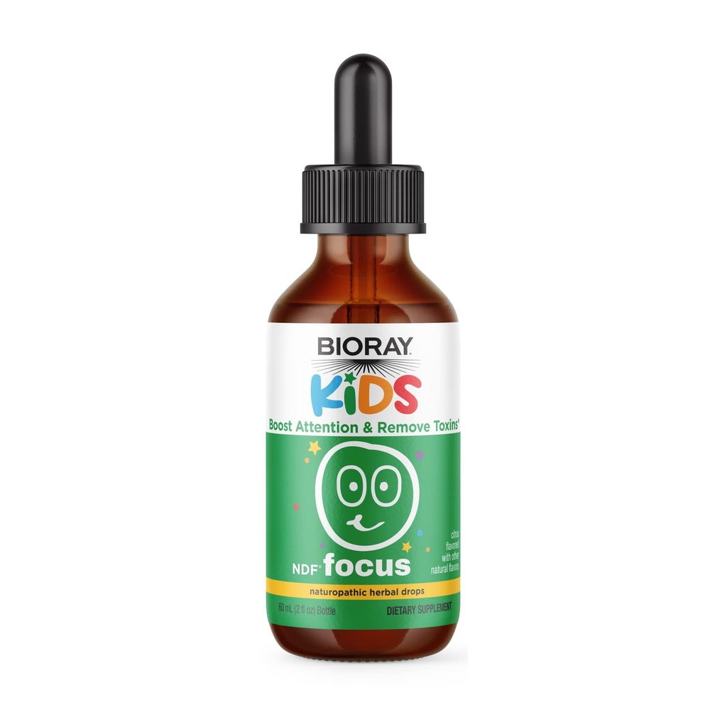 BIORAY Kids NDF Focus, Citrus - 2 fl oz - Understøtter kognitiv funktion, forbedrer Klarhed & fremmer Steady Energy Nivels - Non- GMO, Vegetar, Gluten Free - 1-2 Måned Supply