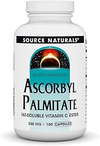 Source Naturals Ascorbyl Palmitat 500 mg Fati- Opløseligt C-vitamin Ester tillæg - 180 kapsler