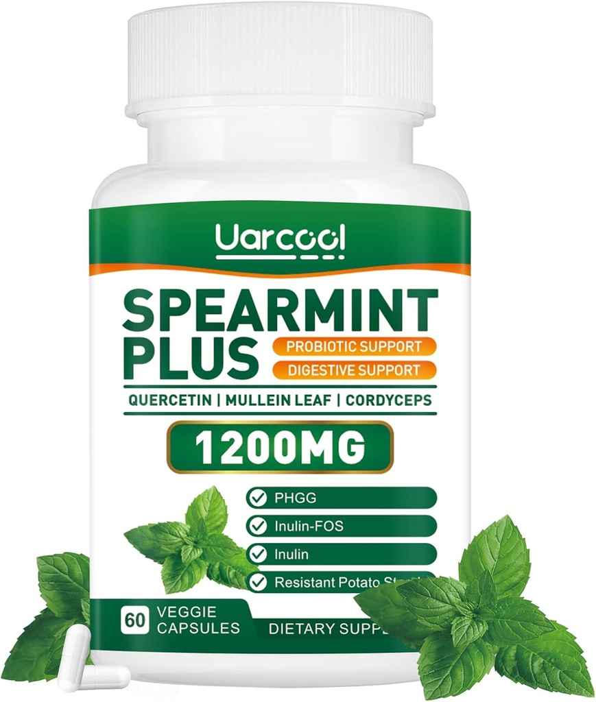 Spearmint Plus Supplement 1200mg - for fordøjelse, hud og mave sundhed, alternativ Spearmint Tea - USA Made & Testet - 60 Softgels