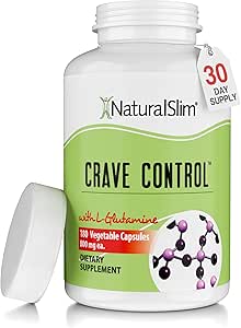 NaturalSlim Natural Appetite Suppressant - Craving Blocker Sugar & Raffineret Carbs Crave Control - Energi & Metabolisme Booster med L Glutamin & Thiamin B1 Supplement - 180 Vegetabilske kapsler
