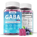 GABA Gummies 500 mg - Sugar- Free Call Gummies with L Theanine, 5-HTP, Vitaminer D3, B12, Ashwagandha, Melatonin- Free for Brain Call, Mood, Zzz Better, GABA Supplement for Voksen, Blåbær Flavor, 1Pack