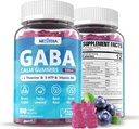GABA Gummies 500 mg - Sugar- Free Call Gummies with L Theanine, 5-HTP, Vitaminer D3, B12, Ashwagandha, Melatonin- Free for Brain Call, Mood, Zzz Better, GABA Supplement for Voksen, Blåbær Flavor, 1Pack