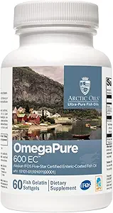 XYMOGEN OmegaPure 600 EC - International Fish Oil Standards (IFOS) Five-Star Certified Fish Oil - DHA EPA Omega-3 Supplement for Cardiovascular + Cognitive Support (120 Softgels)