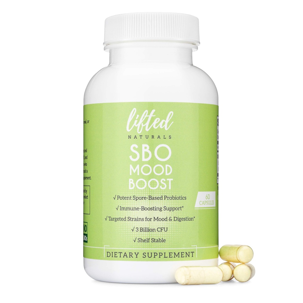 SBO Mood Boost - Spore / Soil-Based - Fordøjelse & Natural Mood Support - Histamine- Free - 60 Day Supply, Non-GMO, Dairy- Free, Gluten- Free, Vegan