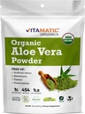 Vitamatisk Certificeret USDA Organic Aloe Vera Powder - 1 LB (16 oz) Understøtter hud, fordøjelse, Detox & immunforsvar